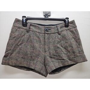 Old Navy M Plaid Herringbone Cuffed Shorts Size 30in Tweed Dark Academia Y2K